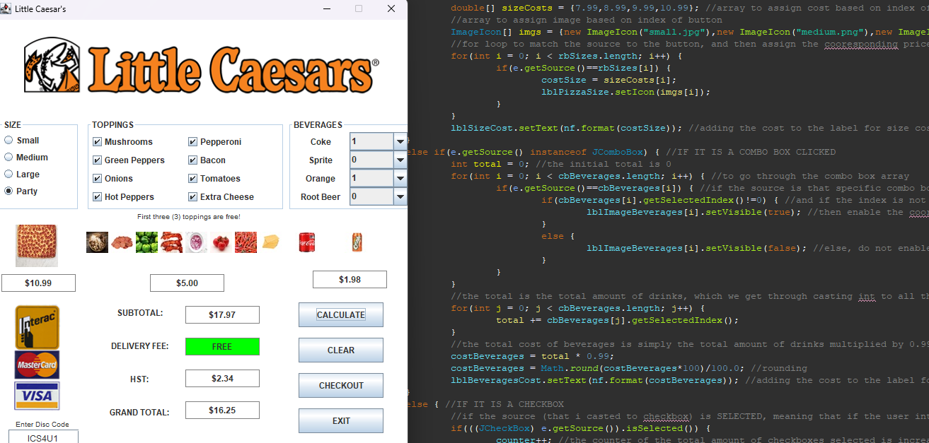 Pizza Store Interface